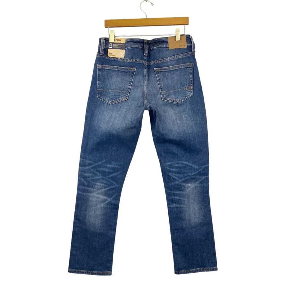 Aeropostale Areo Real Original Denim Jeans Womens 27/28 Slim Straight Distressed